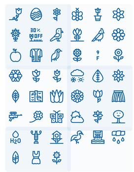 45 píxel optimizado negrita línea íconos desde primavera colección vector