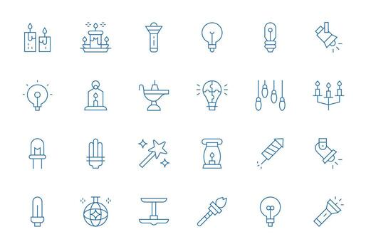 Illumination Scalable Set featuring 24 Display Perfect Thin Line 256x256 Icons vector