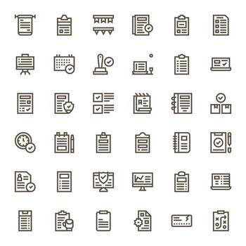 Checklist Professional Set with 36 Bold Line Pixel Aligned High Resolution Icons vector