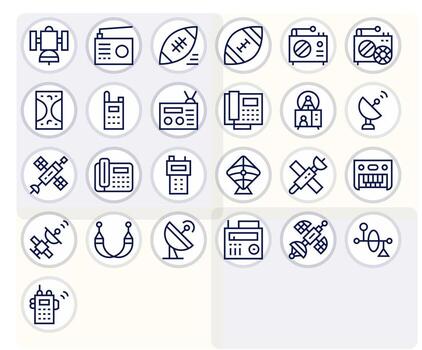25 Regular Line Icons for Receiver in crisp 64x64 Pixel Optimized resolution vector