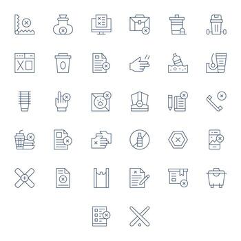 32 256x256 Thin Line Icons optimized for Refuse Pixel Aligned display vector