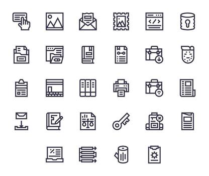 File Scalable Set featuring 28 Editable Bold Line High Resolution Icons vector