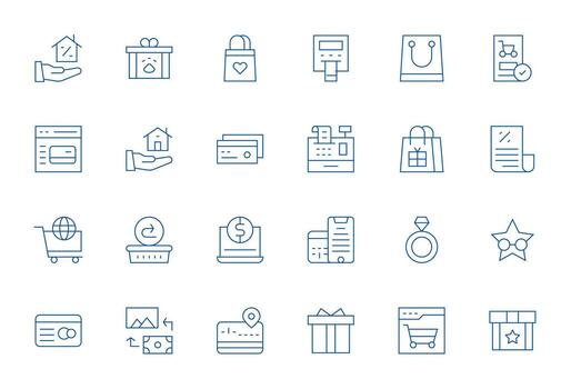 24 Thin Line Icons from Purchase in Retina Ready Pixel Optimized Quality vector