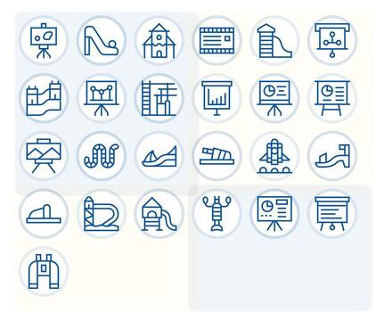 25 Detail Enhanced Icons themed around Slide in High Resolution Regular Line format vector
