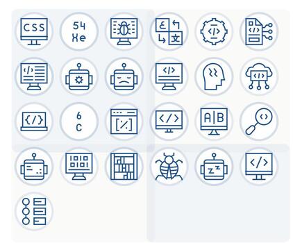 Programming Modern Collection with 25 Regular Line High Resolution Editable Icons vector