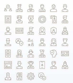 40 Pixel Aligned Thin Line Icons designed for Identity Interface vector