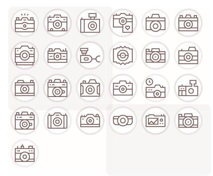 25 Regular Line Pixel Aligned Icons crafted for Snapshot High Resolution applications vector
