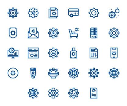 configurar icono colección presentando 28 píxel optimizado alto resolución negrita línea diseños vector