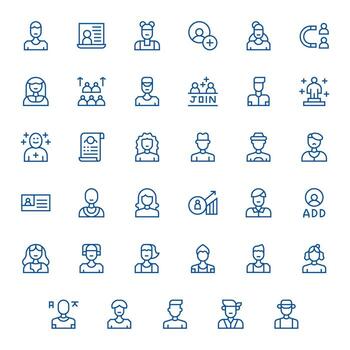 35 Grid Fitted Regular Line Icons from Signup Collection vector
