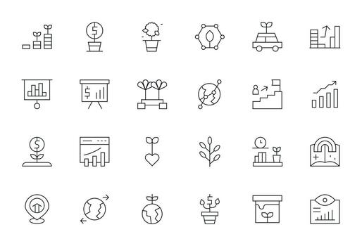 Growth Icon Set with 24 Thin Line Retina Ready Pixel Optimized Graphics vector