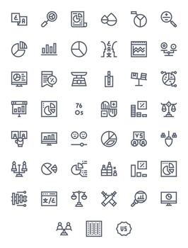 45 Retina Ready Bold Line Icons optimized for Comparison Grid Fitted display vector