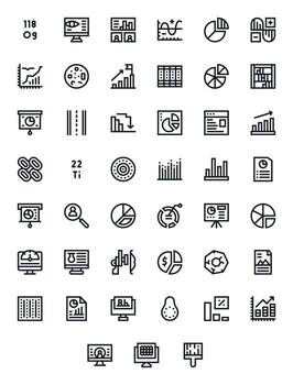 45 negrita línea monitor Perfecto vectores para datos visualización tema