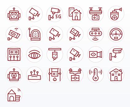 supervisión sistema diseño íconos presentando 25 monitor Perfecto regular línea estilo vector