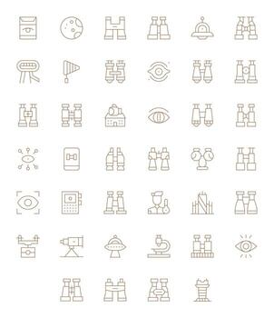 40 Icons for Observation featuring High Resolution Display Perfect Thin Line Graphics vector