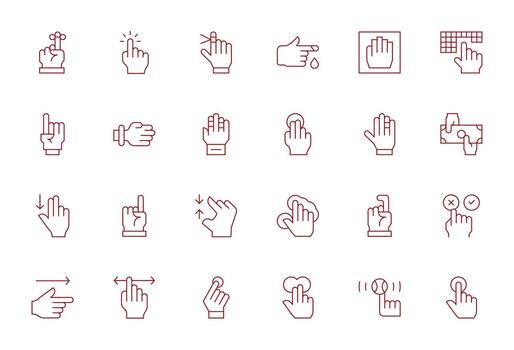 dedo escalable conjunto presentando 24 píxel alineado Delgado línea 128x128 íconos vector