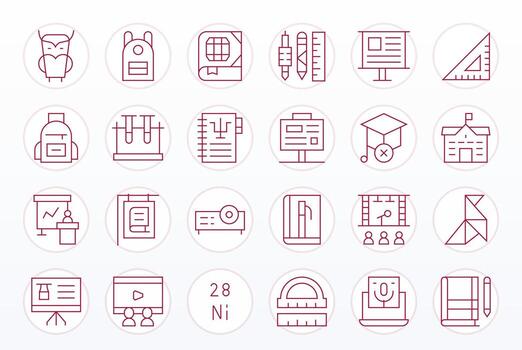 24 High Resolution Icons for Education in Editable Thin Line Format vector