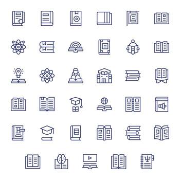Regular Line Grid Fitted Icons from Textbook Set with 35 64x64 Icons vector