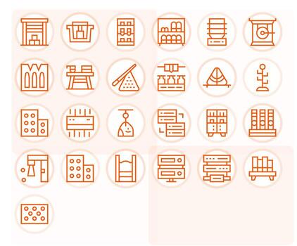 Rack Display Perfect Set with 25 128x128 Regular Line Icons vector