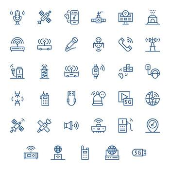 inalámbrico diseño íconos presentando 35 monitor Perfecto regular línea estilo vector