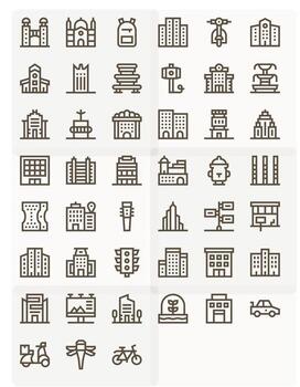 45 Icons for Urban optimized in Editable 256x256 Bold Line resolution vector