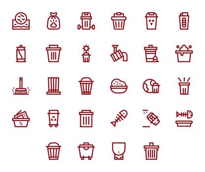 Garbage Scalable Set featuring 28 Display Perfect Bold Line 256x256 Icons vector
