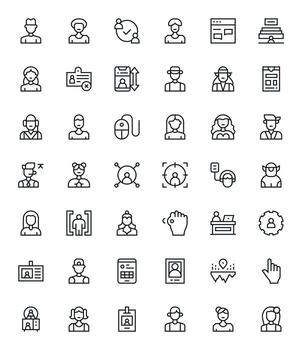 User featuring 42 High Resolution Icons in Regular Line Design vector