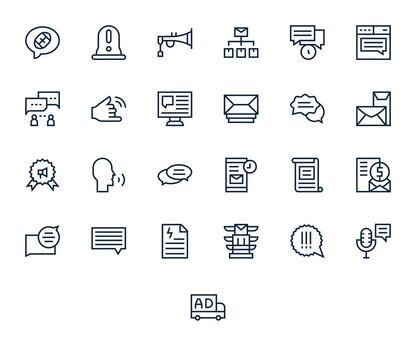25 Regular Line Grid Fitted 256x256 Icons from Message Suite vector