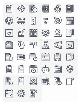 Task Design Icons featuring 45 Pixel Optimized Bold Line Style vector