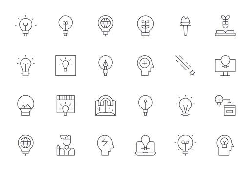 Inspiration Icon Toolkit featuring 24 Display Perfect 64x64 Thin Line elements vector