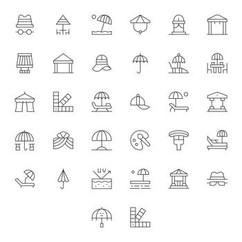 Shade Ultimate Package with 32 64x64 Thin Line Pixel Optimized Icons vector