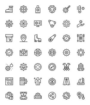 42 High Resolution Icons for Gear in Display Perfect Regular Line Format vector