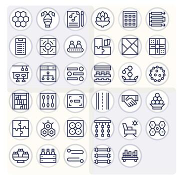 35 PIXEL Perfect High Resolution Icons for Arrangement in elegant Regular Line design vector