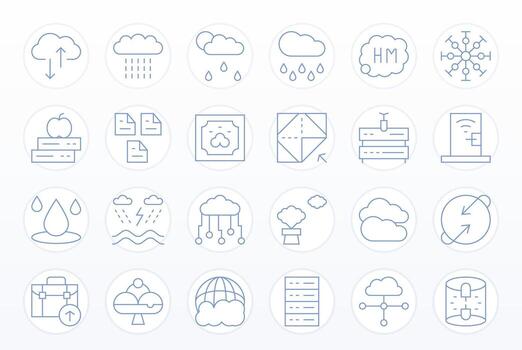 24 256x256 Thin Line Icons optimized for Cloud Detail Enhanced display vector