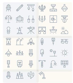 40 64x64 Thin Line Icons optimized for Lighting Display Perfect display vector