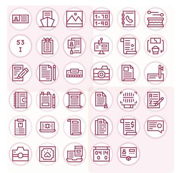 35 Regular Line Icons for Record in crisp 64x64 Grid Fitted resolution vector