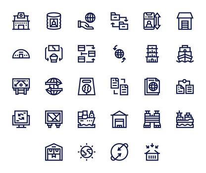28 Pixel Optimized Icons themed around Export in 64x64 Bold Line format vector