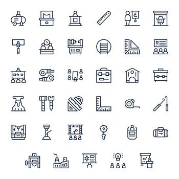 35 Regular Line Icons from Workshop in 128x128 Pixel Aligned Quality vector
