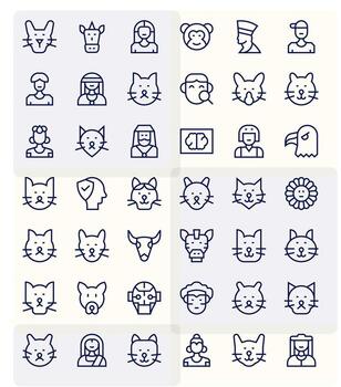 Head Complete Package with 42 256x256 Regular Line Display Perfect Icons vector