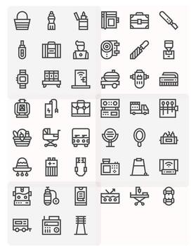 45 Pixel Aligned Icons themed around Portable in High Resolution Bold Line format vector