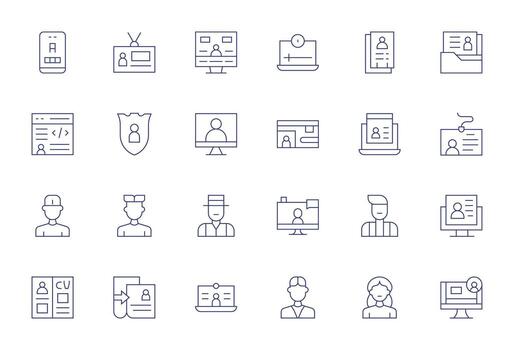 Personal Information featuring 24 High Resolution Icons in Thin Line Design vector