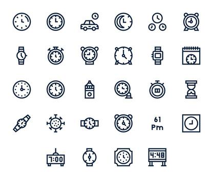 28 íconos para minuto optimizado en cuadrícula equipado 256x256 negrita línea resolución vector