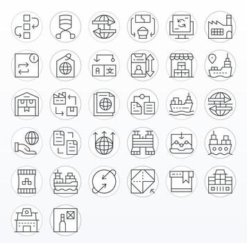 32 Retina Ready Icons for Export in Display Perfect Thin Line Format vector