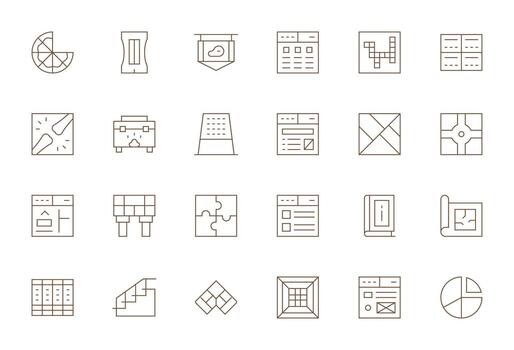 24 Thin Line Icons from Section in 256x256 Display Perfect Quality vector