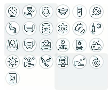 Virus Icon Repository containing 25 Regular Line 256x256 Editable graphics vector