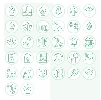 32 Thin Line Pixel Aligned 128x128 Icons from Environment Suite vector