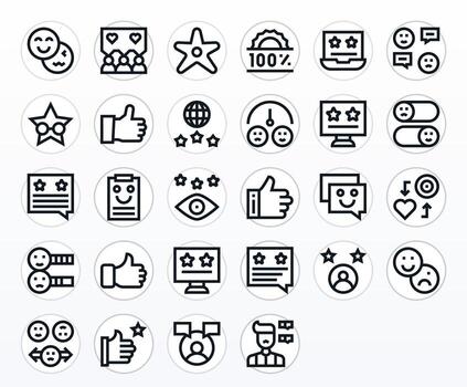 Satisfaction Display Perfect Set with 28 High Resolution Bold Line Icons vector