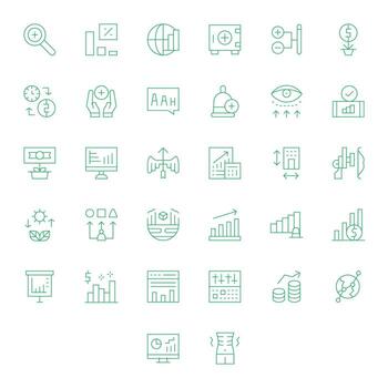 32 Thin Line Icons designed for Increase in Retina Ready Grid Fitted format vector