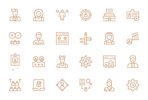 User Pixel Optimized Set with 24 128x128 Thin Line Icons vector