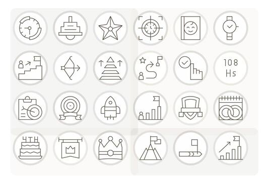 Milestone Essential Set including 24 Pixel Optimized Thin Line 256x256 Icons vector