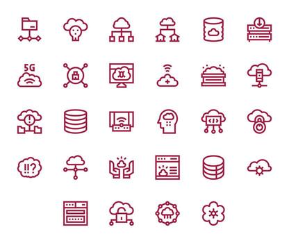 28 negrita línea íconos diseñado para nube informática en alto resolución píxel alineado formato vector